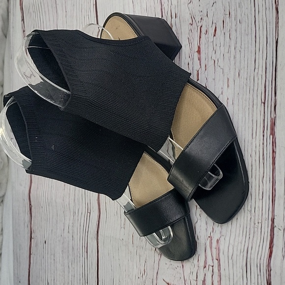 NIC + ZOE Black Slip On Sandals With Wide Elastic Ankle Strap Size 6 - Picture 3 of 6